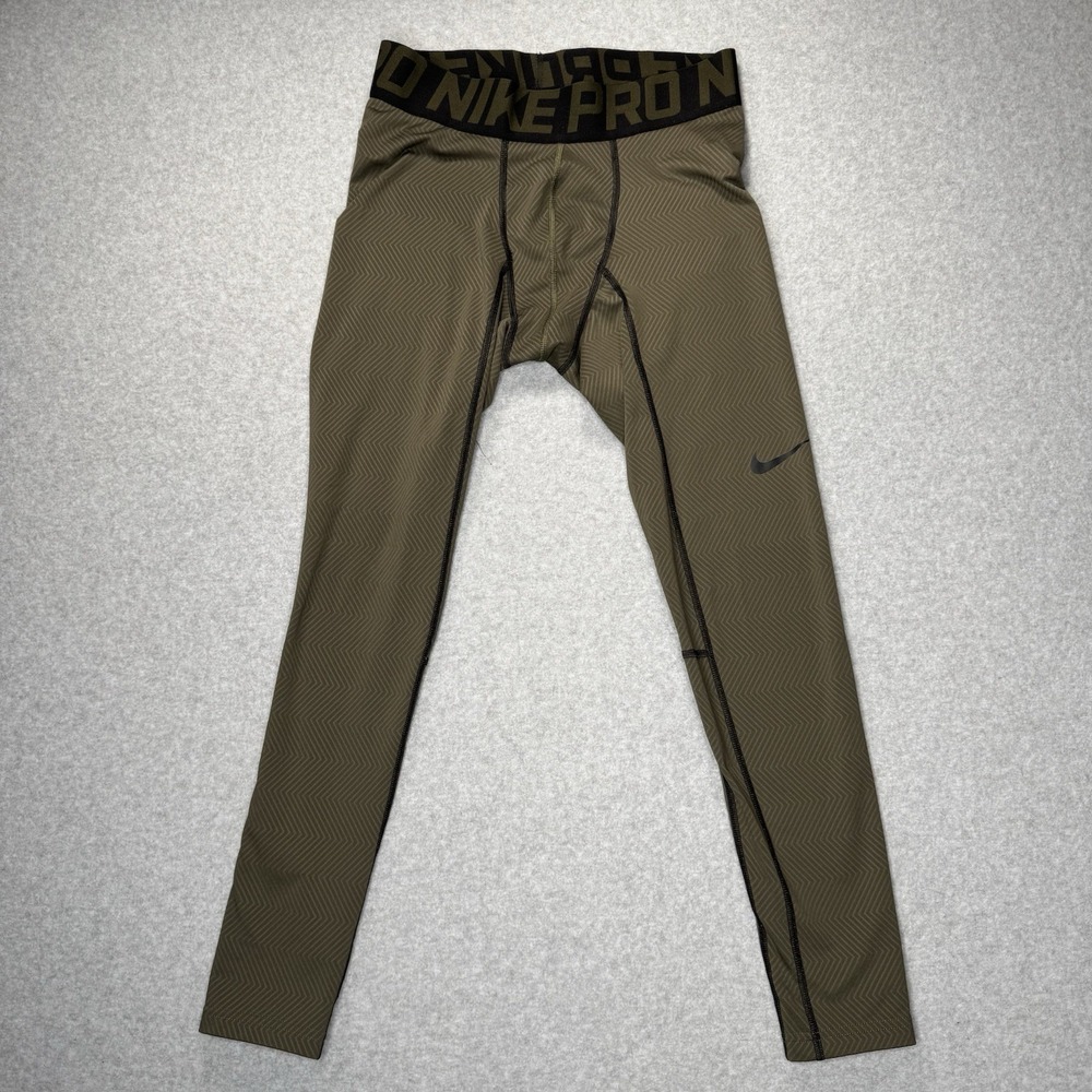 Nike Pro Hyperwarm Compression Lite Men's Tights Medium Olive Green 596297-325